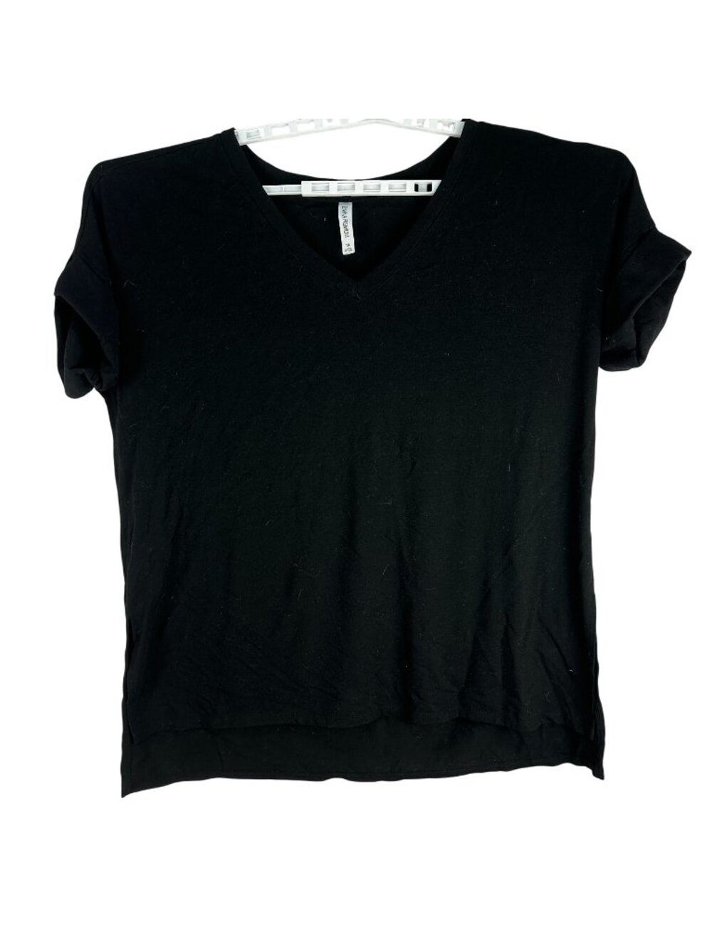 Zenana Premium Black V-Neck Short Sleeve Top Womens Plus Size 1X Soft Stretch
